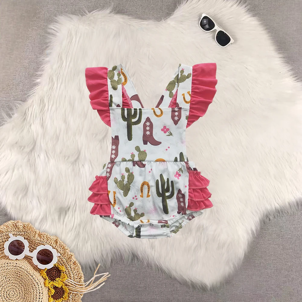 

8.14 Оптовые комбинезоны в западном стиле для новорожденных девочек, комбинезоны в стиле вестерн с оборками кактуса