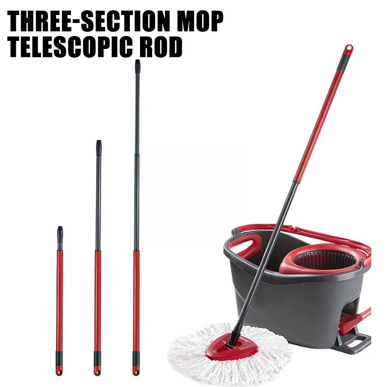 55-122cm Rotary Mop Rod Fit O-cedar/Vileda Three Sections Install Accessories Mop Easy Cleaning Telescopic Of Rod T F7P8