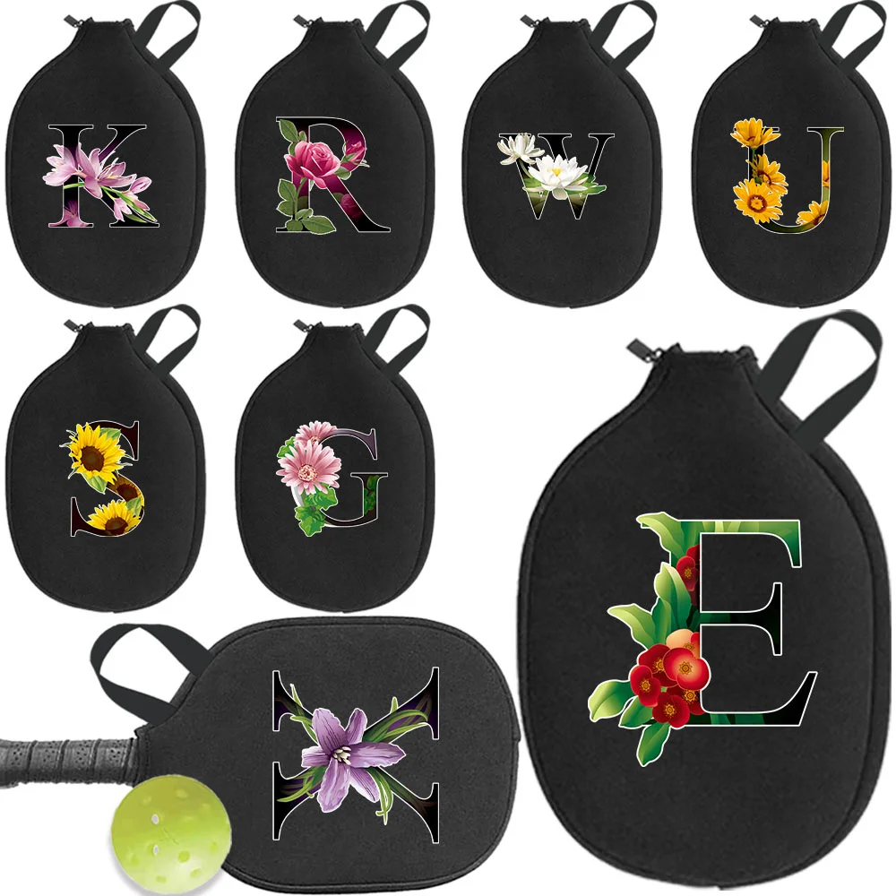 

Pick Ball Bag Zippered Racket Organizer Bags Mesh Pickle Handbag Paddle Pouch Storage Pocket Flower Color Letter Printed Series