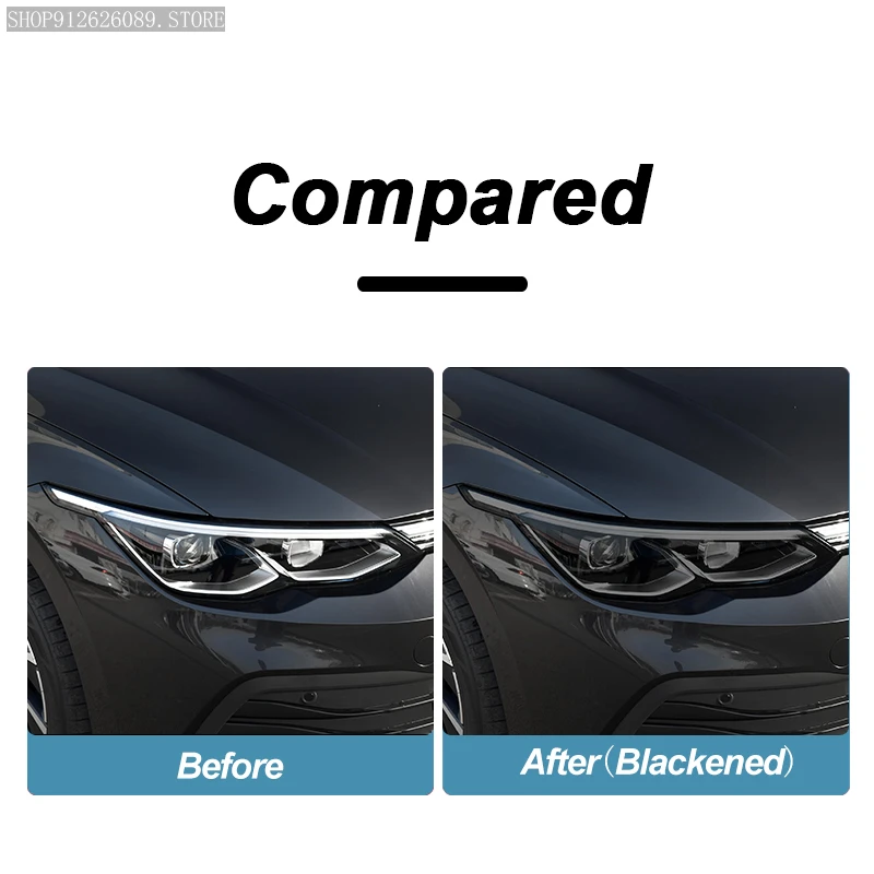 2 Pcs Car Headlight Protective Film Smoked Black Tint Wrap Vinyl Transparent TPU Sticker For Volkswagen VW Golf 8 MK8 2020 2021