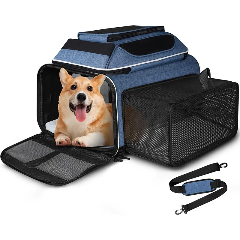 

Wholesale Pet Carriers Airline Approved Pet Carriers Expandable Pet Carrier cat Bag Foldable Cage for cat Dog