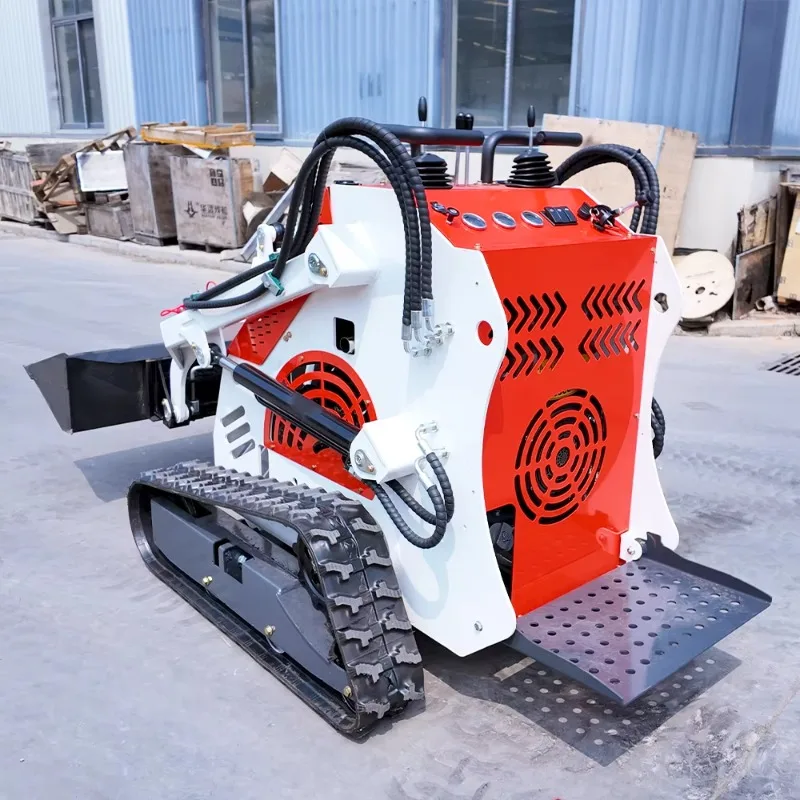 Customized 1100mm Narrow Width Garden Use Mini Tracked Loader Small Skid Steer For Construction And Landscaping