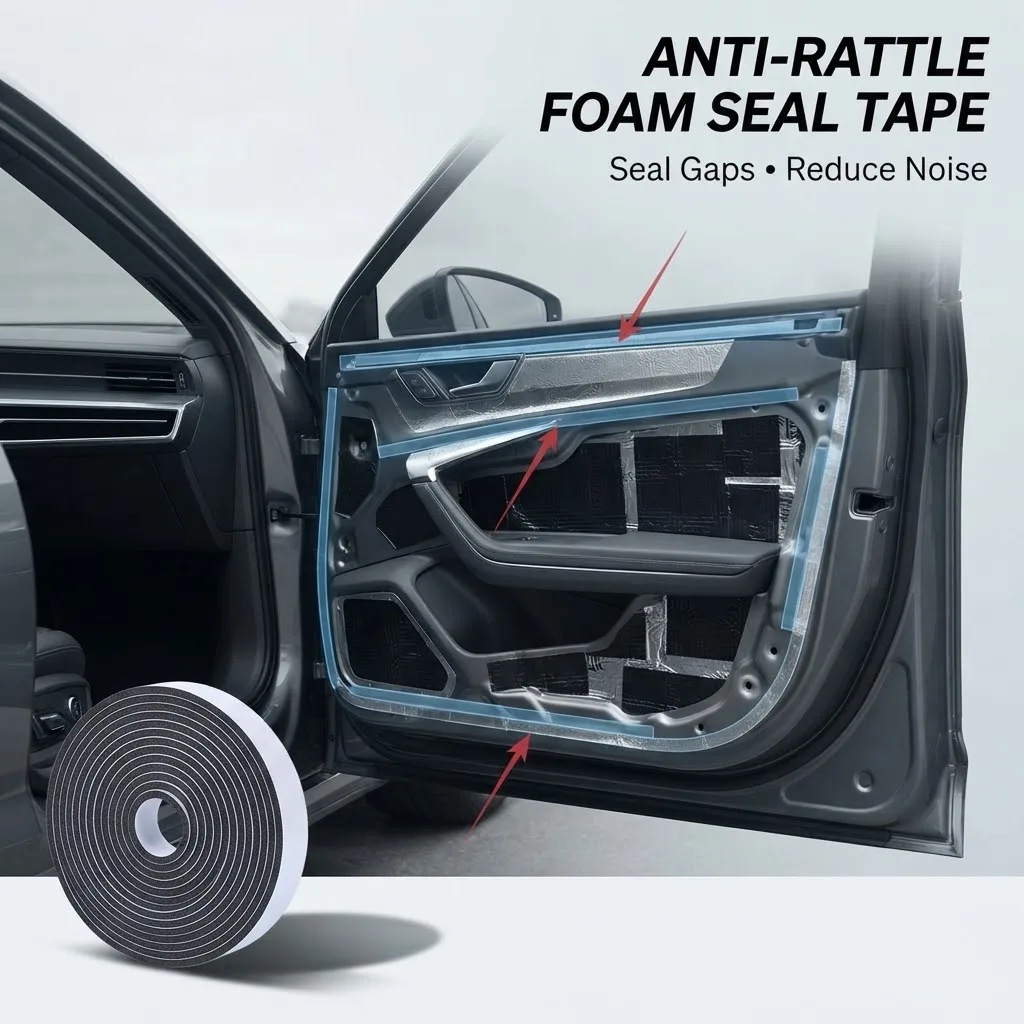 Car Anti Rattle Foam Seal Tape Self Adhesive Closed Cell Gap Filler for Interior Door Trim Dashboard Firewall Trunk Tailgate 2M