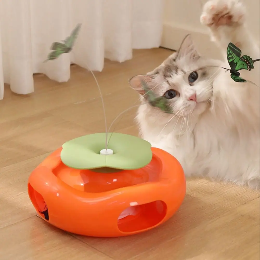 

Creative Electric Cat Rotating Built-in Feather Non-slip Butterfly Cat Teaser Cute Cartoon Smart Interactive Cat