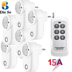 RF433MHz Universal Remote Electric Socket with Remote Control 220V 15A EU Plug Control for Home Appliance Lamp Fan Lighting tv