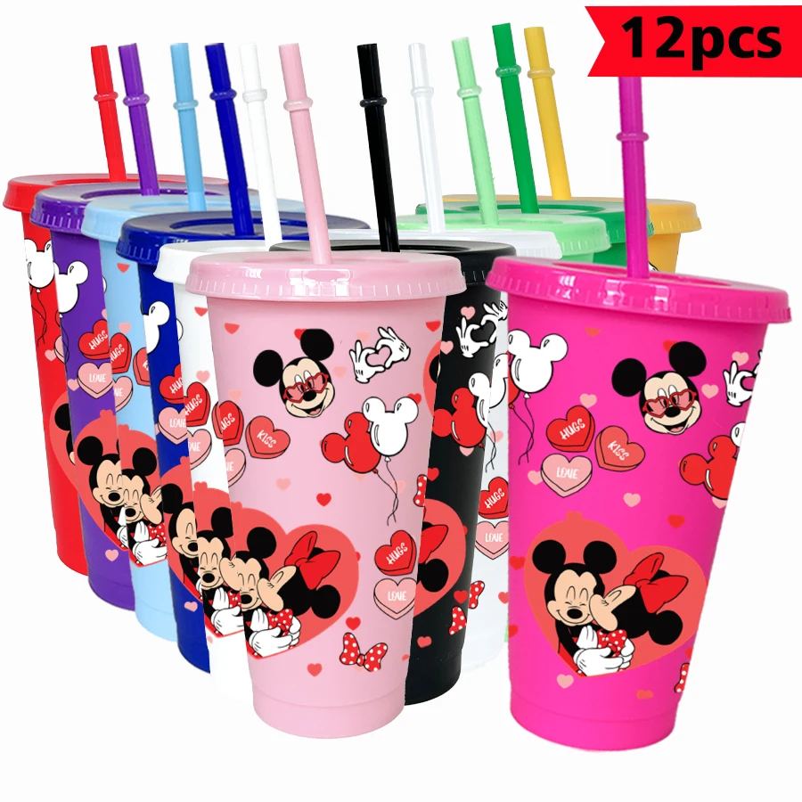 

12 pcs/pack Disney, Mickey, Minnie 26oz colorful plastic tumbler birthday party drinking utensils juice coffee cup