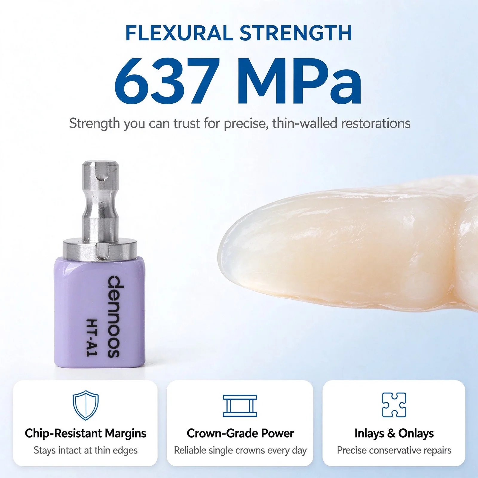 Dennoos C14 Dental Lithium Disilicate Blocks HT Glass Ceramic CAD CAM Milling Crown Veneer Inlay Onlay Dental Lab 5Pcs/Box
