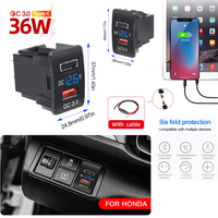 PD QC3.0 Dual Port Fast Phone Charger With LED Voltmeter Car USB Built-in Socket Adapter Usb Button For All Honda Crv CB500X