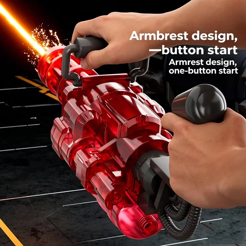 Auto Gatling Water Cannon Rotating High-Pressure Large Capacity Gatling Water Gun Toy Adults Outdoor Summer Fun Play Kid Gifts ﻿