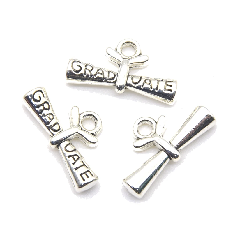 14pcs Mixed Graduation Cap Graduation Hanging With Diploma Charms Alloy Metal Pendants For DIY Necklace Bracelet Jewelry Making