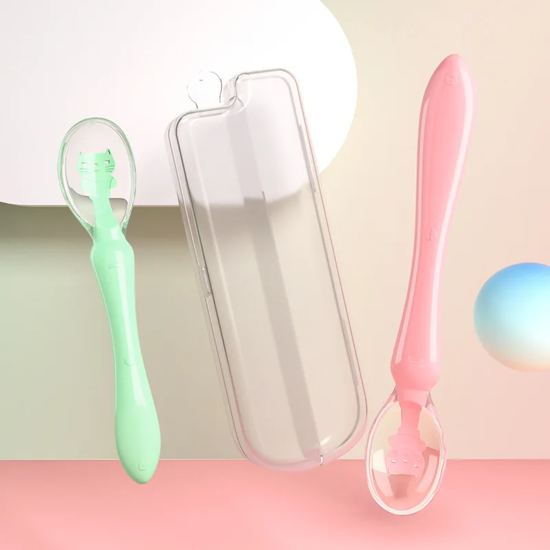 2pcs Newborn Baby Silicone Soft Spoon Child Feeding Tableware Silicone Spoon Feed Water Rice Cereal Fruit Puree Solid Food Spoon