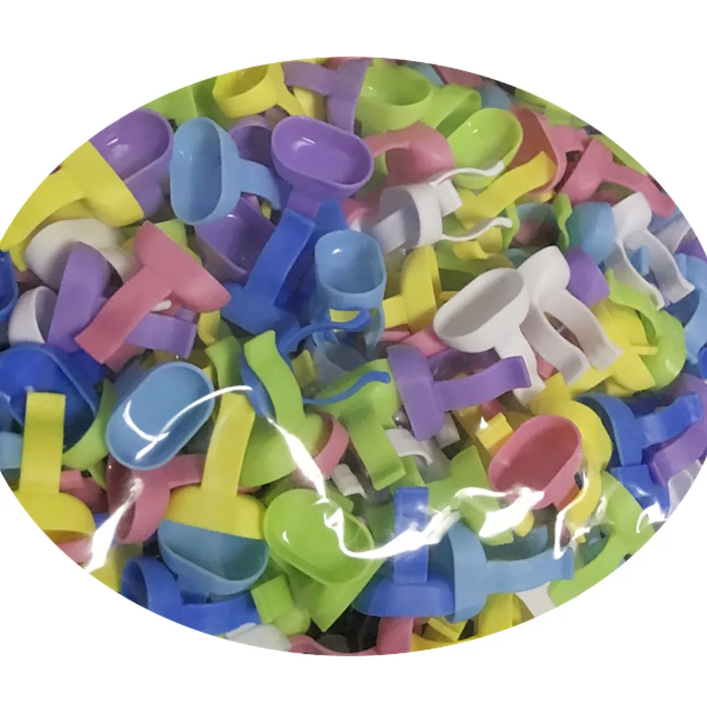 30 pcs/Pack Dental Disposable Plastic Prophy Rings Handy Finger Bowl Cup for Mixing Cement Powder Class Dentistry Tools