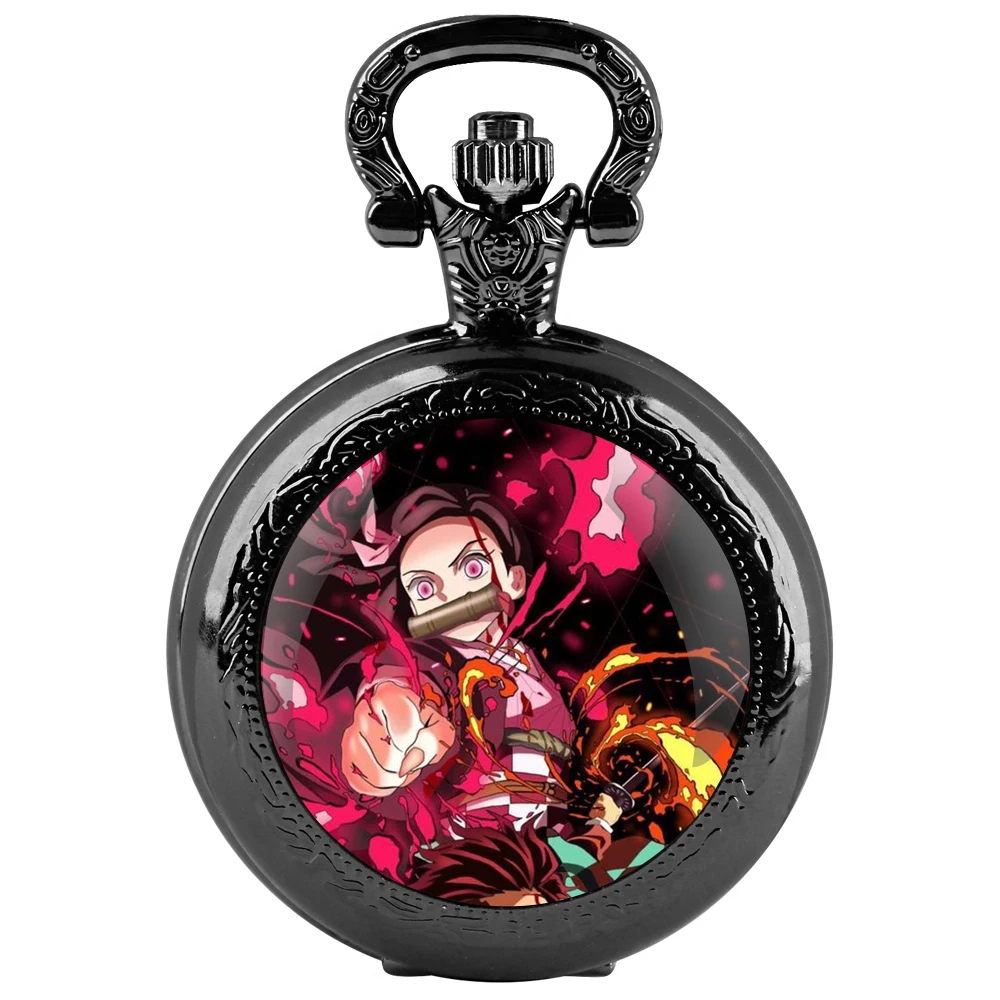 الجحيم شيطان مصاص دماء أنثى شبح أنيمي الوقت جوهرة ساعة جيب كوارتز ريترو الشرير الرجال والنساء ساعة موضة قلادة هدية