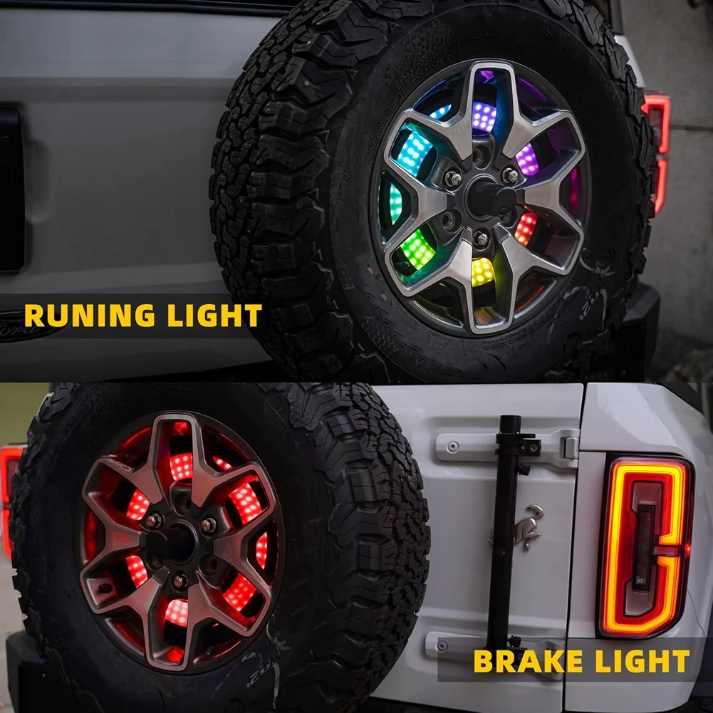 BTLIFE-RGB Dodatkowe światło stop do koła zapasowego Ford Bronco 2021-2024, ulepszenie, trzecie światło stop, górne światło stop