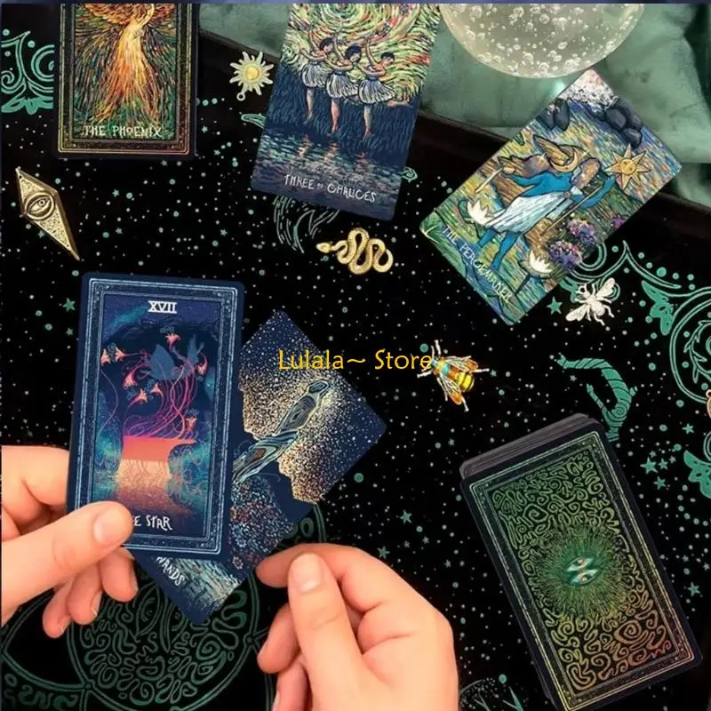 Y4QA Lens Tarot Card Set-79 Dynamic holographica Cards+Guidebook (with Star Map Cloth) Spiritual Divination/Meditation