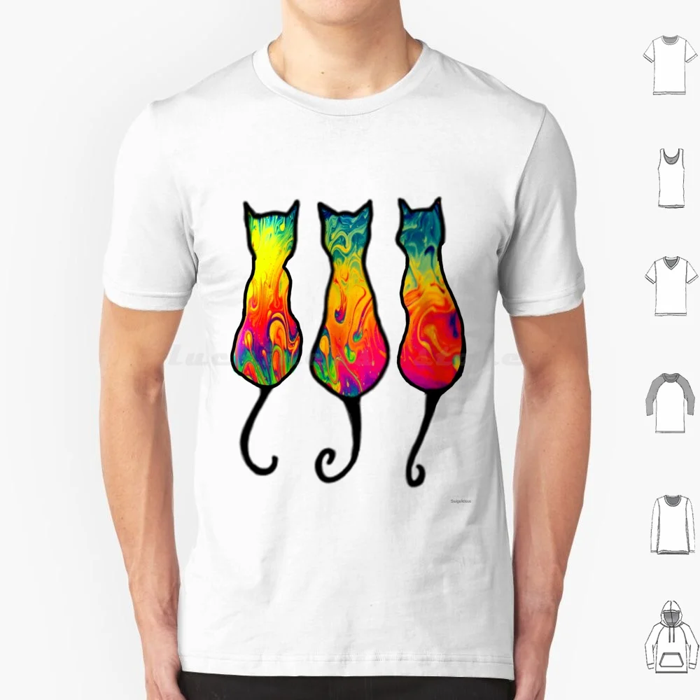 Psychedelic Cats T Shirt 6xl Cotton Cool Tee Hippie Trippy Hippy Shroom Shrooms Glitter Sparkle Sparkles Peace Purple Sexy