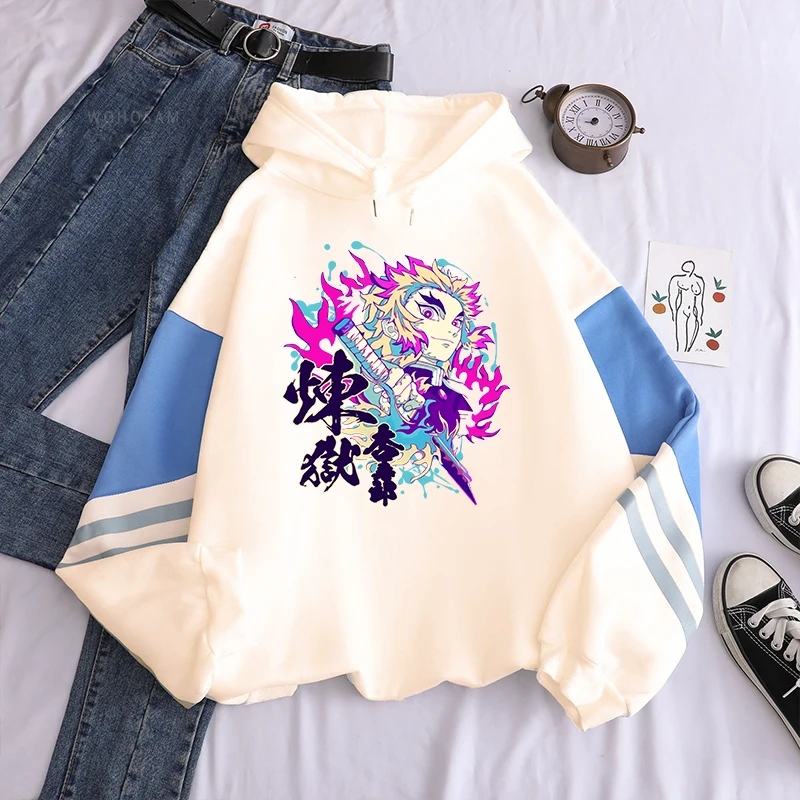 Rengoku Kyoujuro Demon Slayer Manga Bluzy Kimetsu no Yaiba Mężczyźni Kobiety Długi rękaw Streetwear Plus Size Zimowa Ciepła Bluza