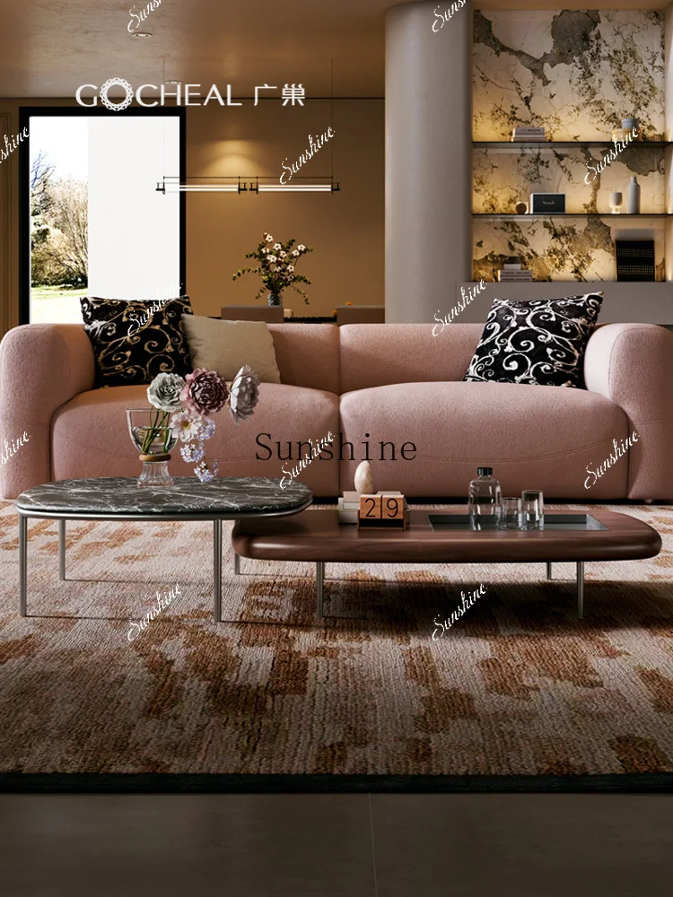 

Italian minimalist, design, light luxury medium and ancient style living room small apartment, simple tea table combinationP