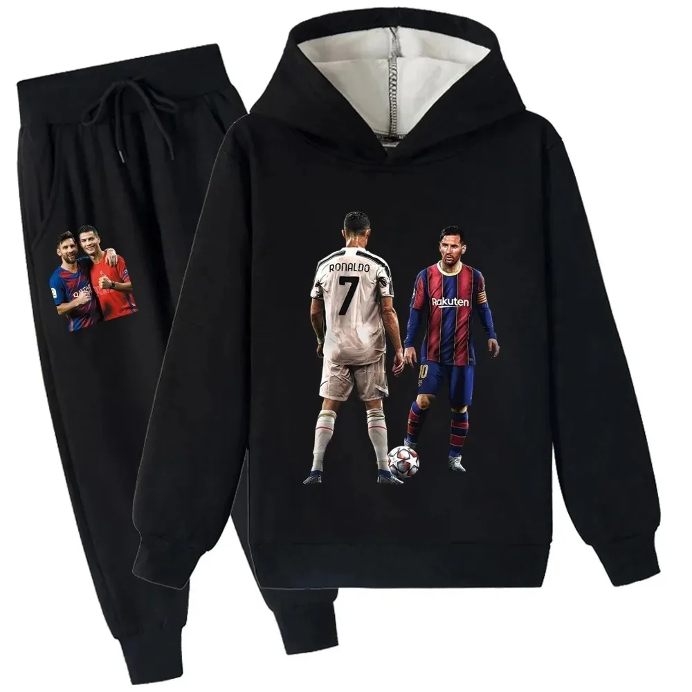 Cris-tiano R-ronaldos Soft Brushed Sweatshirt and Long Pants 2Pcs Set,Unisex Kid Winter Warm Outfit for 2-14Y