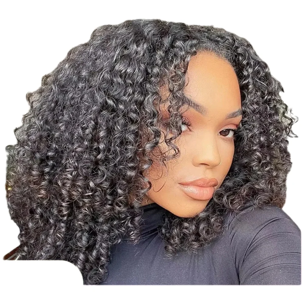 ISEE Haar Lijmloze Kinky Krullend Half Pruik 250 dichtheid Menselijk Haar Pruiken Krullend Half Pruik Met Trekkoord Naadloze Clip Ins Flip Over - afbeelding 2