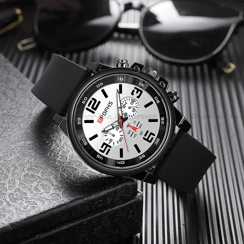 

Men Elegant Watch Stylish Men's Quartz Wrist Watch with Silicone Strap Minimalist Design Casual Fashion Montre Homme for Teens