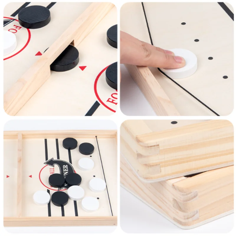 Fast Sling Puck Board Game Table Hockey Foosball Winner Games Two Players Against Wooden Fun Family Parent-Child Interactive Toy