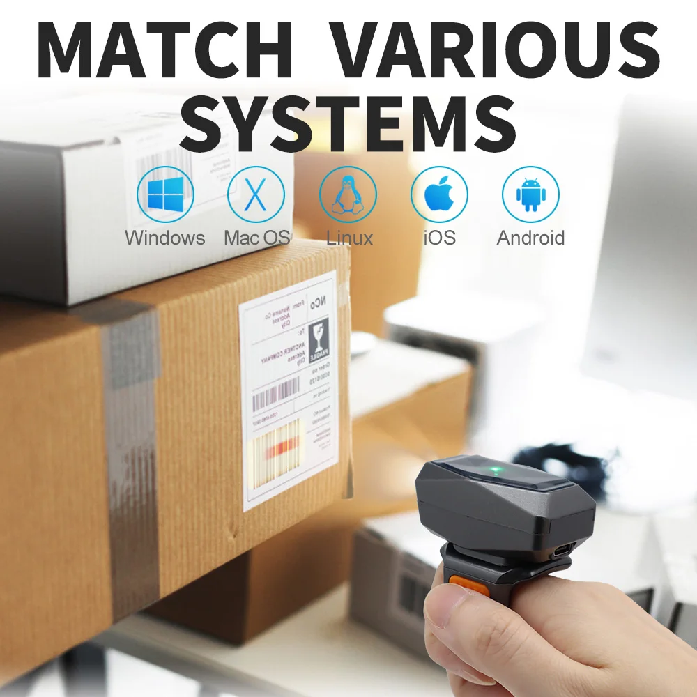 GTCODESTAR GT-S101 2D Wireless Bluetooth Barcode Reader Mini Qr Bar Code Reader Portable Wearable Ring 2.4G USB Barcode Scanner