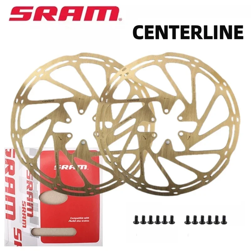 2PCS SRAM Bike Brake Rotors Silver Rainbow Gold 160 180 203MM Centerline Rotor MTB Bicycle Hydraulic Disc Brake Stainless Rotor