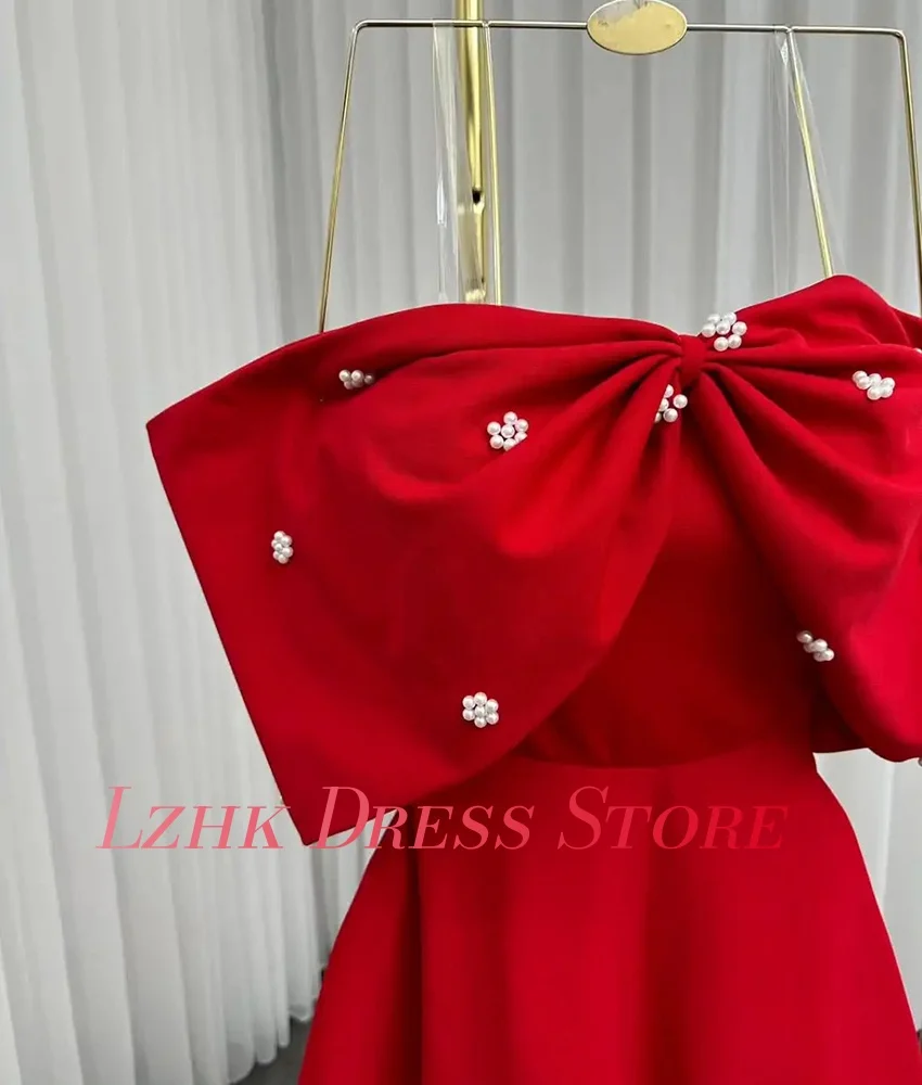 カスタマイズされた絶妙なジャージー A ライン ビーズ パール イブニング ドレス高品質半袖 V ネック