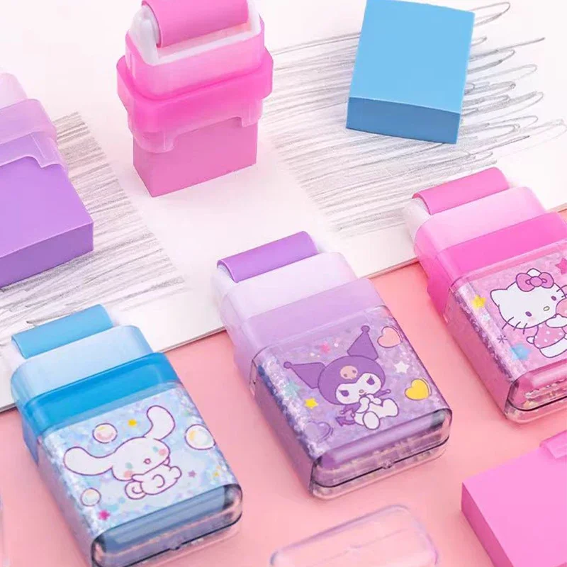 Sanrio kurşun kalem silgisi Karikatür Hayvan Kawaii Temalı Rulo Renkli Dikdörtgen Silgi Mymelody Kuromi Cinnamoroll Kalem Kauçuk
