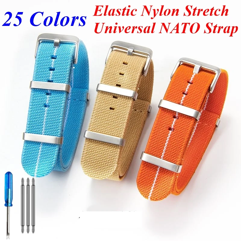 Pulseira de Nylon Elástica 18mm 20mm 22mm para Relógio Masculino e Feminino, Bracelete Universal para Mergulho, Compatível com Seiko 60s e Bolsa de Paraquedas das Tropas Francesas