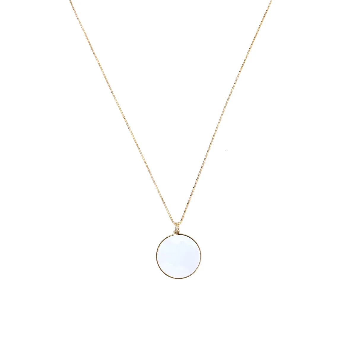 المكبر البصري قلادة قلادة فضية 5X عدسة زجاجية مدمجة عدسة مكبرة قلادة للقراءة التفتيش المساعدة البصرية