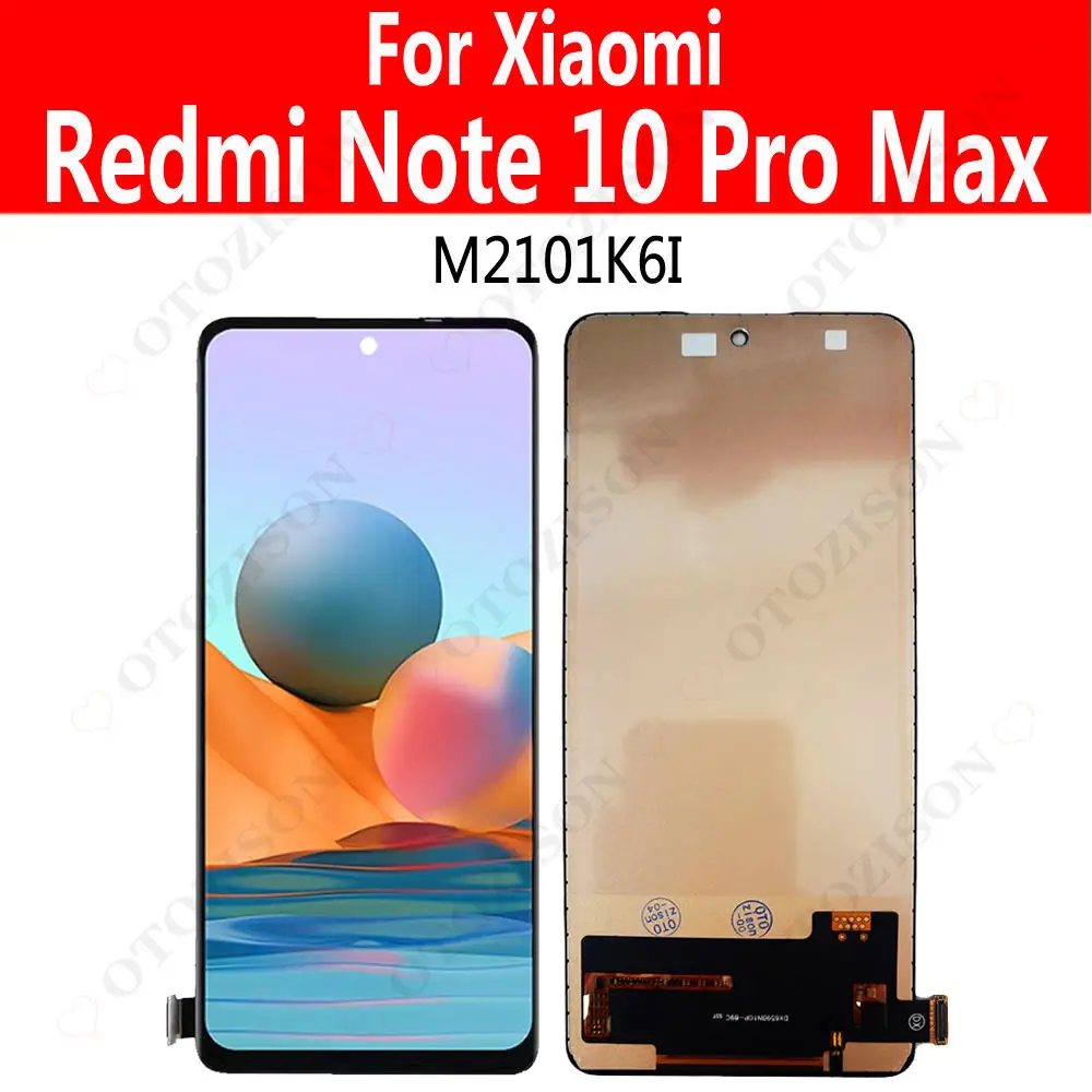 Display For Xiaomi Redmi Note 10 Pro Max LCD M2101K6I Screen Touch Sensor Digitizer Assembly RedmiNote10pro Max LCD Replaement