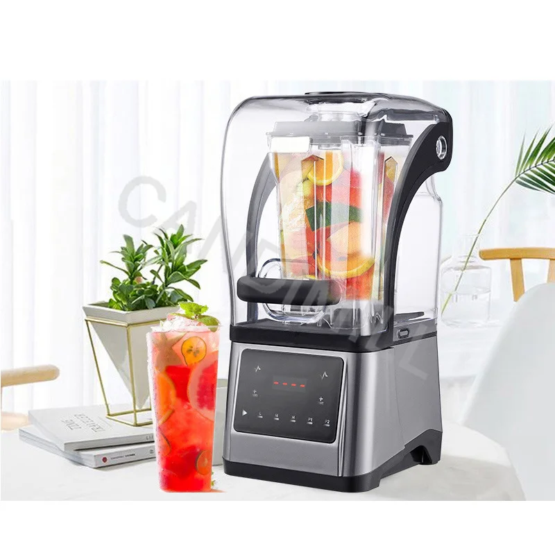 خلاط الثلج التجاري صانع عصير صامت غطاء الضوضاء مع غطاء خاص الجليد المسوي كسارة الجليد لمتجر الشاي الحليب