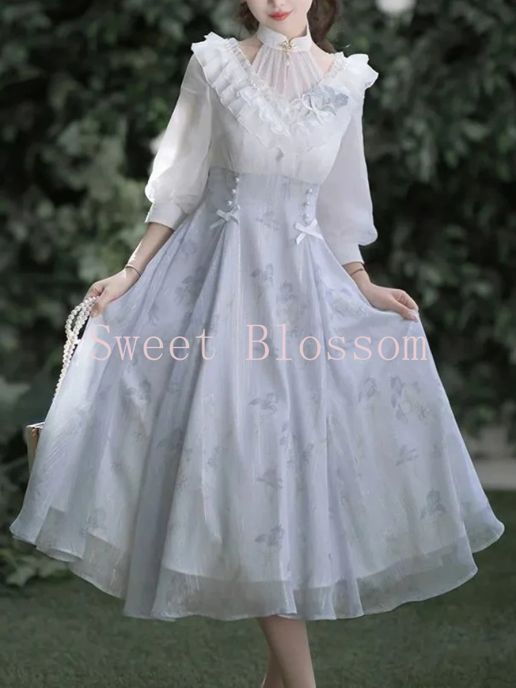 Robe Lolita gothique française élégante pour femmes, avec nœud en dentelle, Patchwork, robes de soirée douces, Slim, mode Hepburn, vêtements d'été, 2025