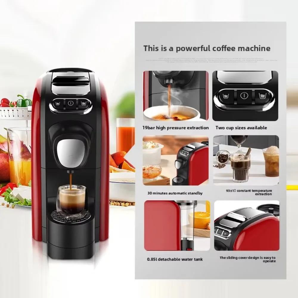 Electric Italian Capsule Coffee Machine, 19 Bars Pressure, Compatible with Nespresso Pods, Home Use, Espresso Maker
