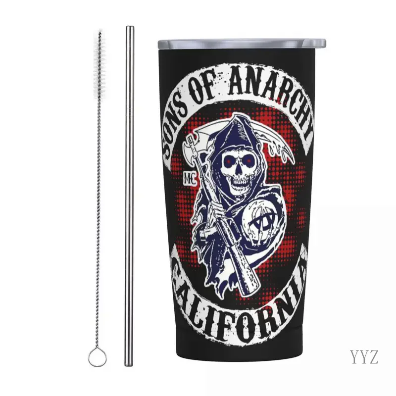 Sons Of Anarchy Tumbler the Death Vacuum Insulated Travel Coffee Mug with Lid and Straw Stainless Steel Double Wall Mugs 20 Oz