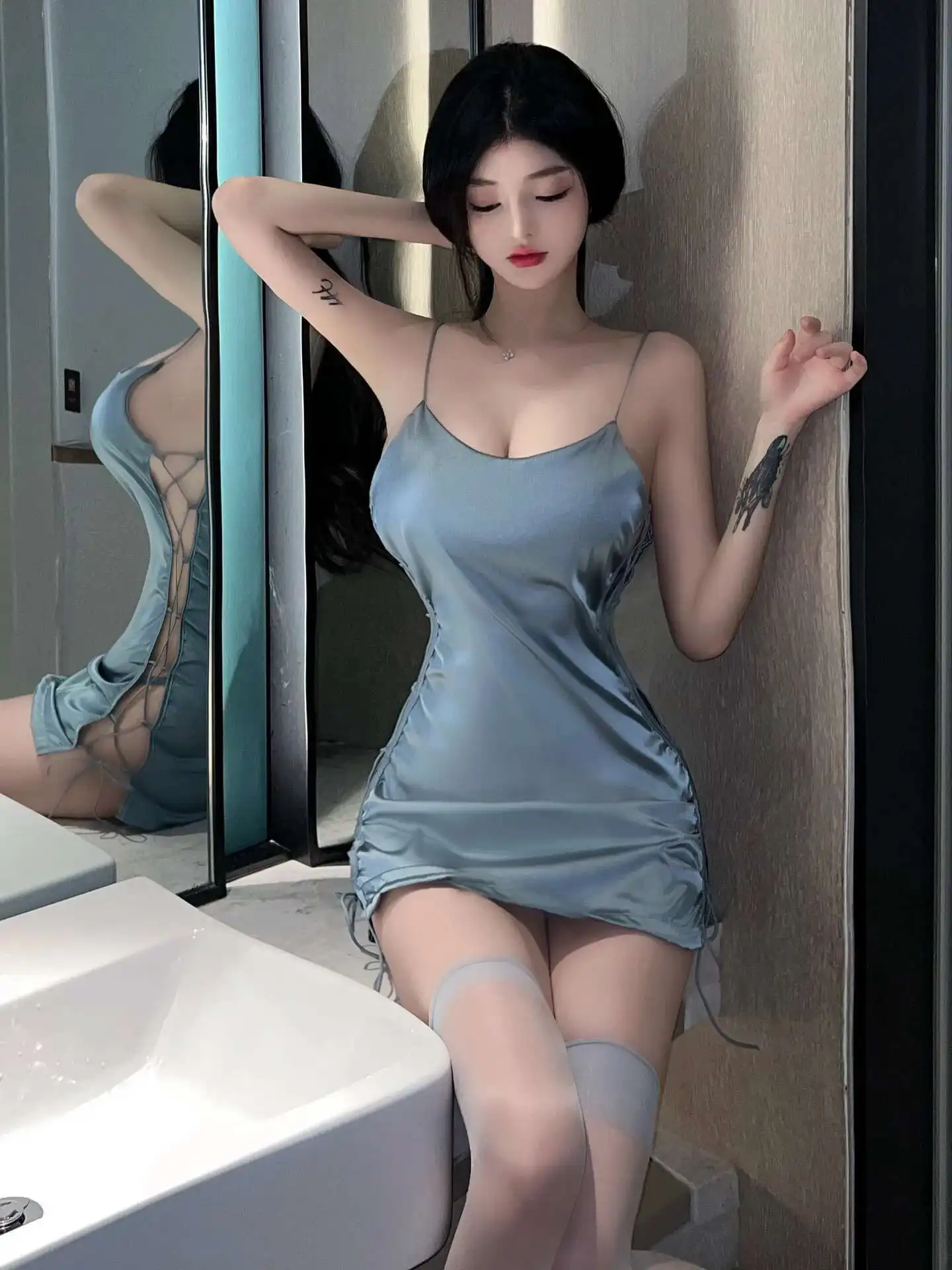 فستان نسائي مثير من WOMENGAGA ذو رغبة نقية فستان ضيق أنيق مثير من Korena ملابس علوية حلوة للسيدات 2024 ملابس علوية حلوة جديدة بأشرطة MORP