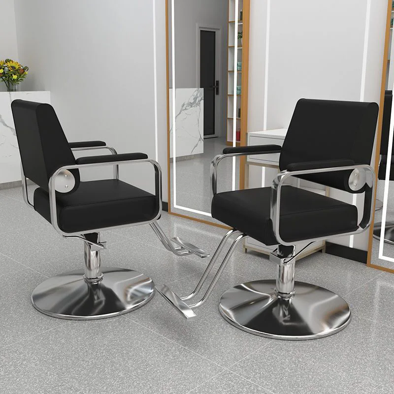 

Прочное парикмахерское кресло с металлическим основанием, регулируемое, кожаное, для салонов красоты, современное, эргономичное, удобное, с подставкой для ног