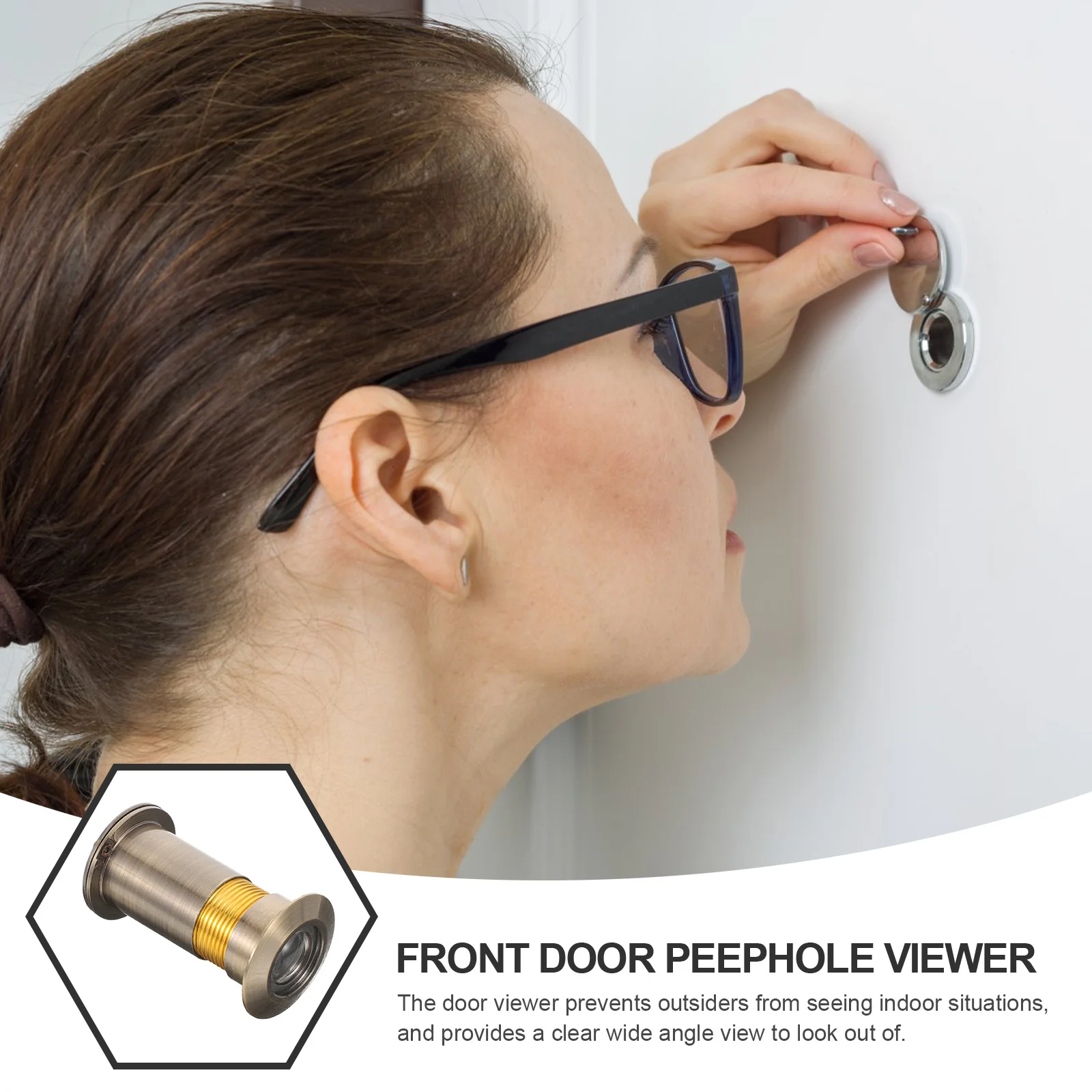 

Front Door Peephole Viewer Copper Security Door Viewer with Large Angle Lens Anti-Pry Design for Home Safety Privacy Cover