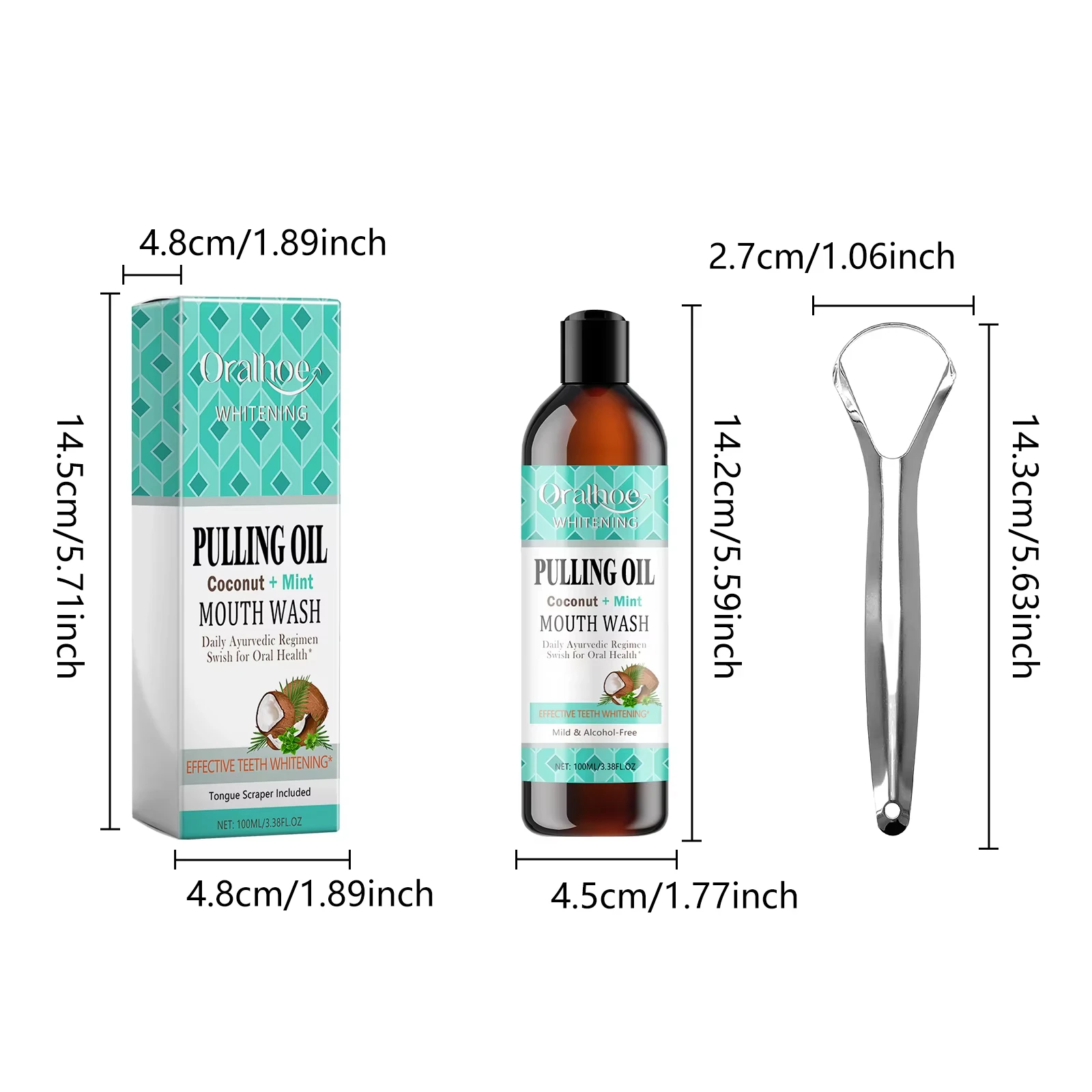 Huile de traction de noix de coco, rinçage buccal, sans alcool, à base de plantes, blanchiment des d