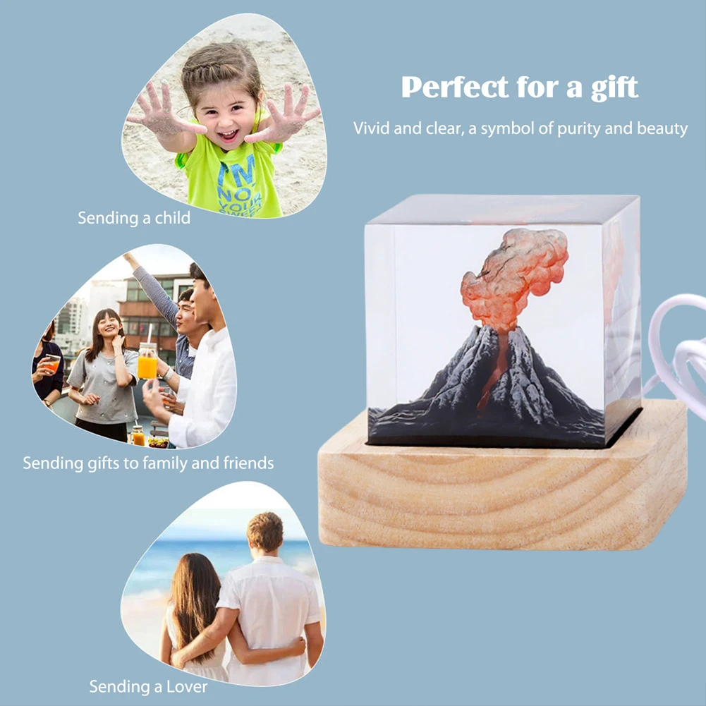 واقعية ثوران بركاني ضوء الليل USB مقلد بركان ثوران تأثير ضوء ثلاثية الأبعاد مصباح لافا صغير للمنزل غرفة المعيشة ديكور #2