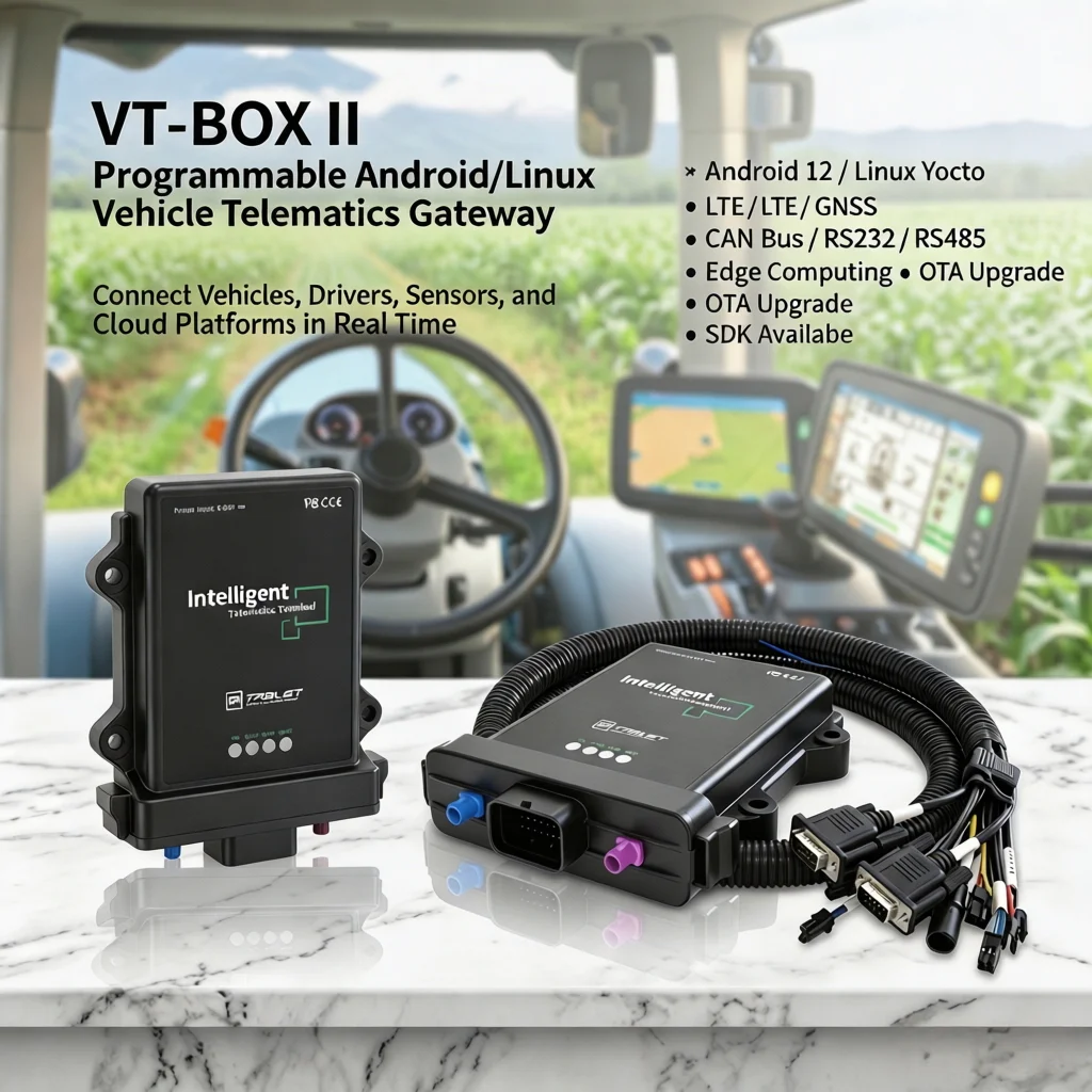 Android 12 / Linux Vehicle Telematics Box T-BOX LTE GNSS CAN Bus J1939 RS485 Edge Computing Gateway for Fleet Management