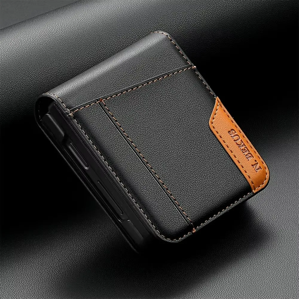 Business Leder Brieftasche Karte Slot Magnetische Tasche Telefon Fall Für Samsung Galaxy Z Flip 7 FE 5G Flip 6 ZFlip 5 4 3 Flip7 Flip6 Flip5