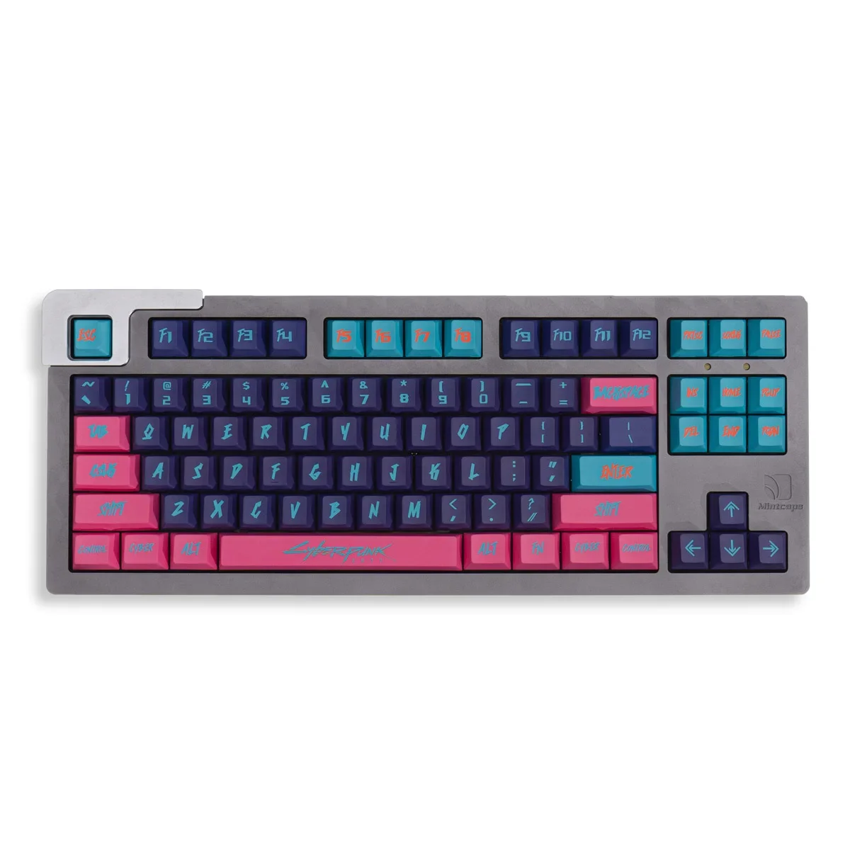 PBT Cyber punkk keycaps สีระเหิดความร้อนเชอร์รี่ความสูงสีชมพูสีม่วงคีย์บอร์ดเชิงกลที่กำหนดเอง GK61 Anne Pro 2