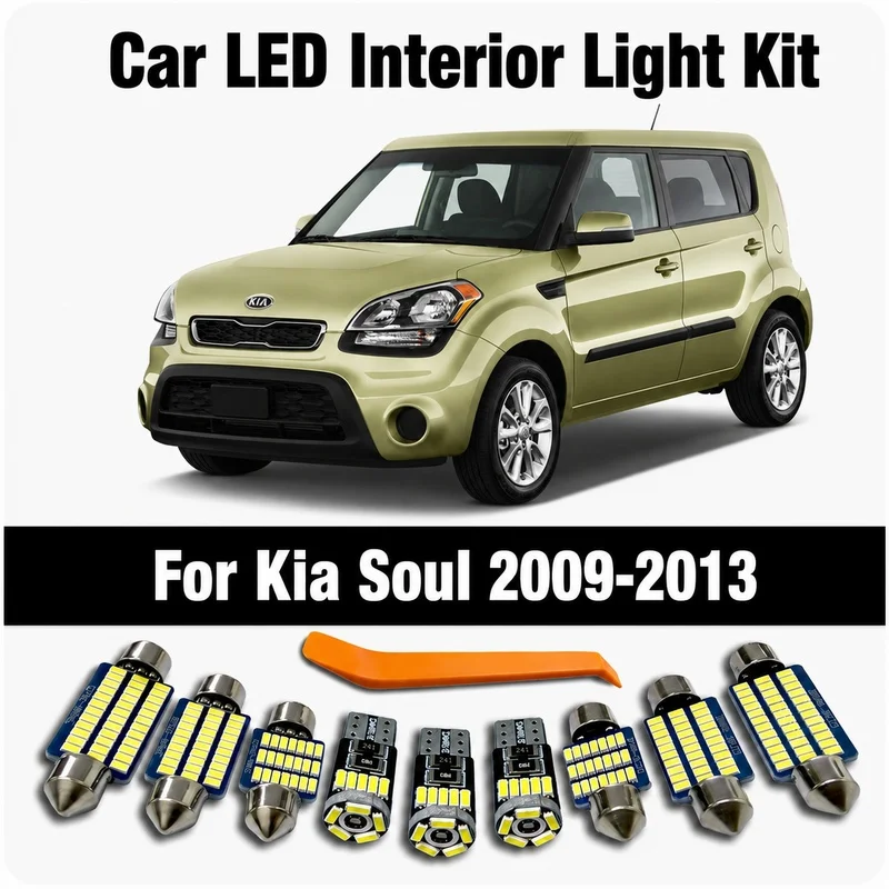 13Pcs For Kia Soul 2009 2010 2011 2012 2013 Vehicle LED Bulb Interior Dome Map Reading License Plate Light Kit Canbus