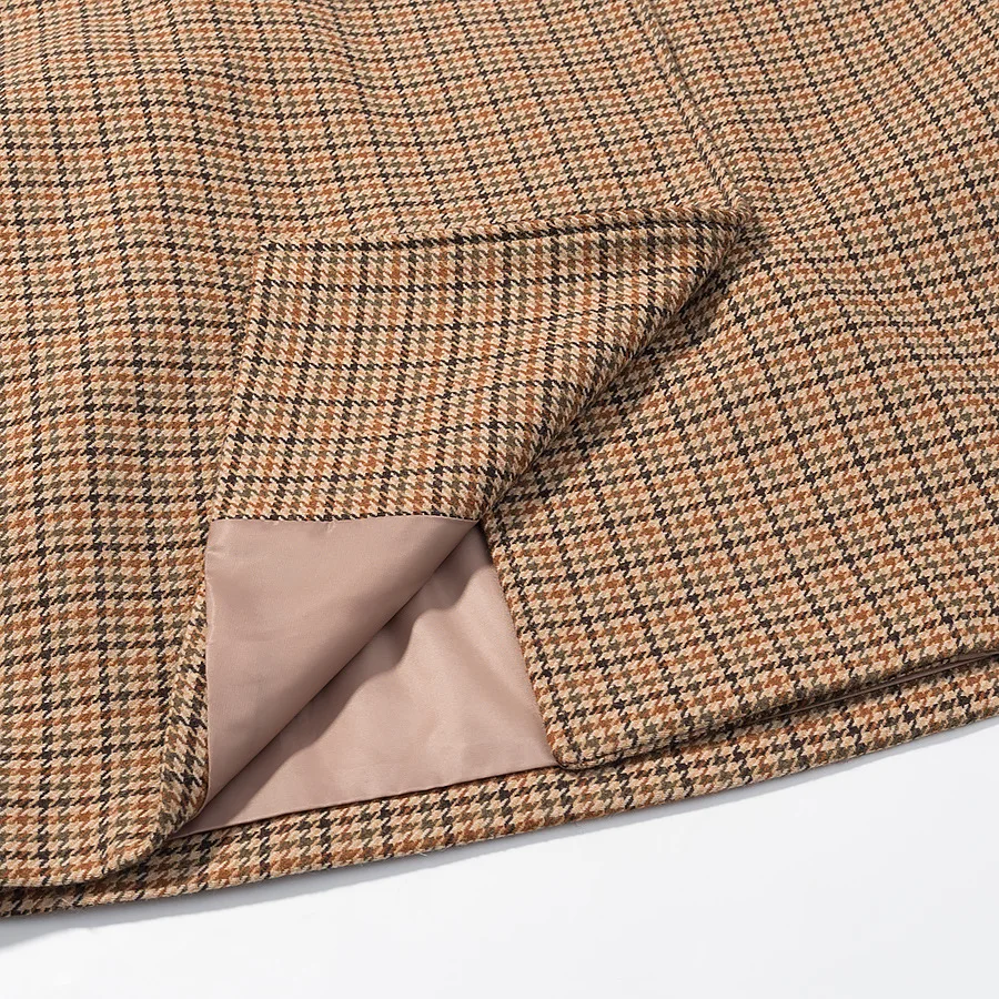 خريف جديد الموضة الأوروبية والأمريكية مزاجه المألوف تنوعا الوقوف طوق معطف قصير houndstooth #5