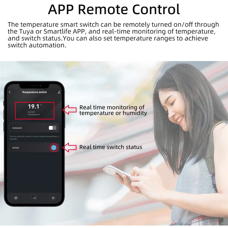 ABMF-Tuya Wifi Temperatur Schalter Sensor 2,4G Wifi Temperatur Schalter Sensor Smart Switch Mit 2M Temperatur Sonde
