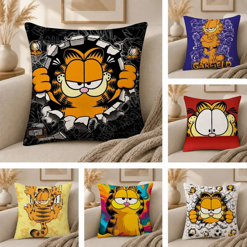 Cute Anime G-GarfieldS-s Cat Cushion Cover  Plush Fabric Soft Double Sided Print Sofa Cushion Cover Throw Pillow Covers