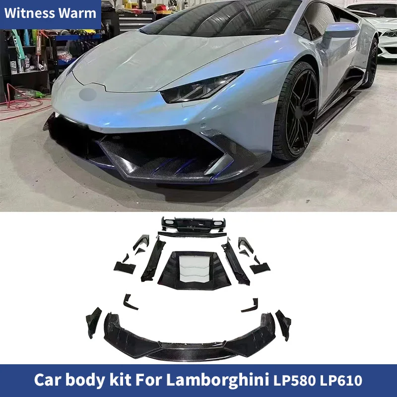 Carbon fiber Front bumper lip splitter Side skirts apron Rear diffuser Rear wing spoiler For Lamborghini Huracan LP610 LP580